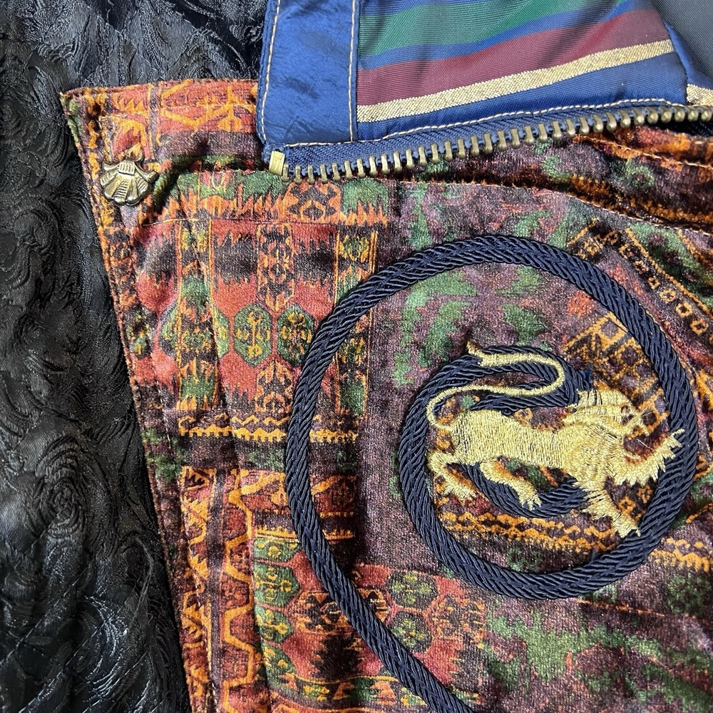 J Gallery Asian Inspired Dragon Coat Jacket Women's Size Medium Pockets Lined - Picture 5 of 12